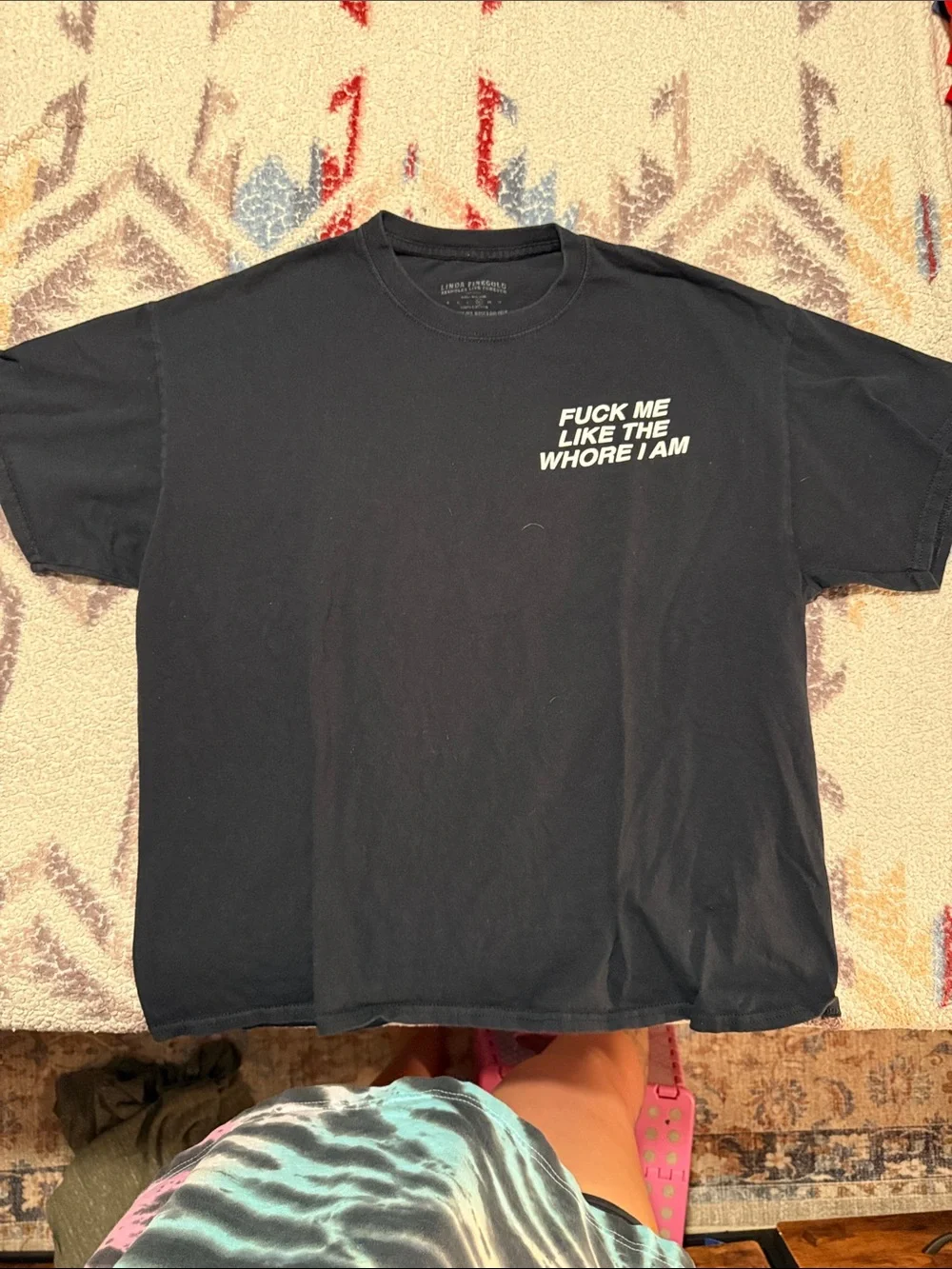 Black Short-Sleeve Graphic Tee with Bold White Text